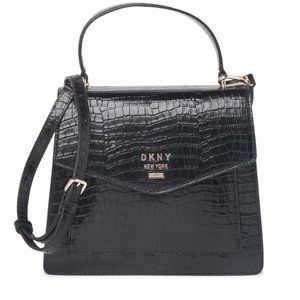 DKNY - Whitney Croc Embossed Leather Satchel Bag
